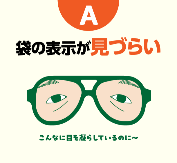 A 袋の表示が見づらい