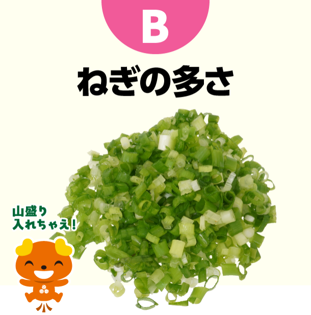 B ねぎの多さ