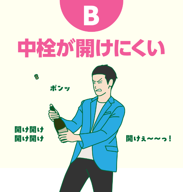 B 中栓が開けにくい
