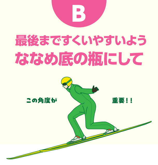 B 最後まですくいやすいようななめ底の瓶にして