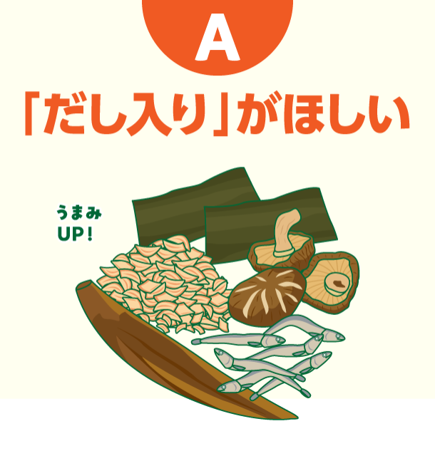 A 「だし入り」がほしい