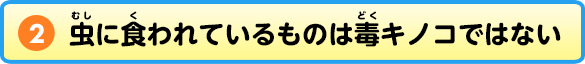 ②虫に食われているものは毒キノコではない