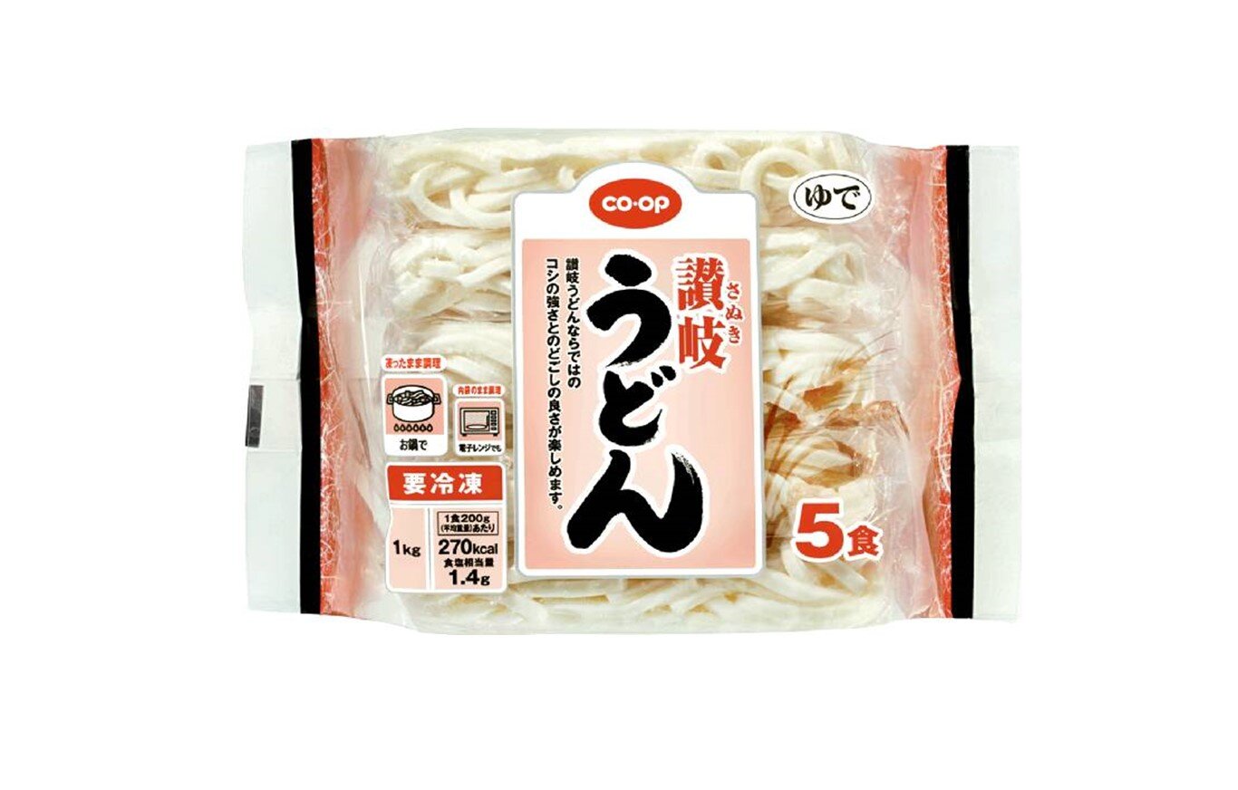 レンジで簡単、ゆでたてのようなコシともちもち食感が味わえる「冷凍讃岐うどん」